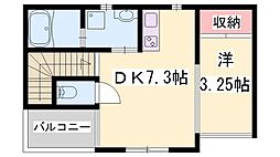 加古川市尾上町口里アパート 1DKの間取図画像