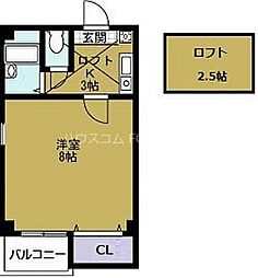 レジデンス夕凪 1SKの間取図画像