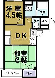 グレース壱番館 2DKの間取図画像