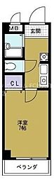エクシード菅野 1Kの間取図画像