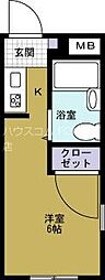 ルネ市岡 ワンルームの間取図画像