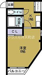 アワーハウス磯路弐番館 1Kの間取図画像