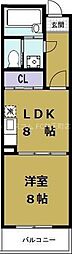 ドウェル倉本2 8階1LDKの間取り