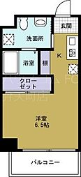 JJ COURT市元 2階ワンルームの間取り