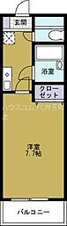 パラドール弁天 4階1Kの間取り