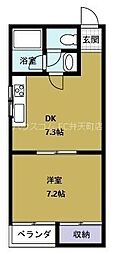 ソレイユ磯路 2階1DKの間取り