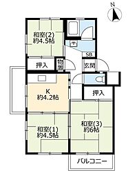 UR花見川 4階3Kの間取り