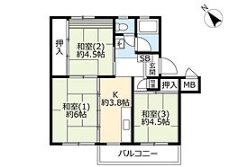 UR花見川 5階3Kの間取り