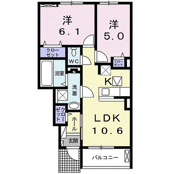 プラシードII　A棟 ｜兵庫県伊丹市池尻２丁目(賃貸アパート2LDK・1階・49.60㎡)の写真 その2