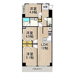 パークモダン伊丹 4階3LDKの間取り