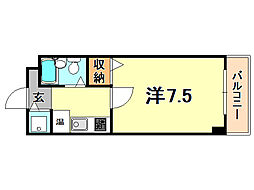 ラウムズ東園田 3階1Kの間取り
