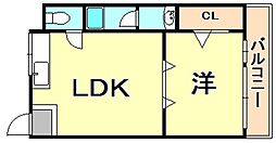 シャトル ヨネ 3階1LDKの間取り