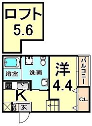サクシード尼崎 2階1Kの間取り