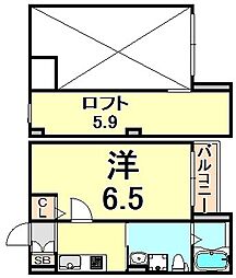 サクシード長洲東 2階1Kの間取り