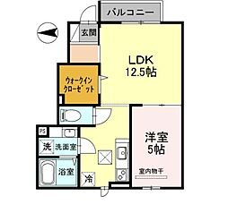 ドルミ御願塚 1階1LDKの間取り