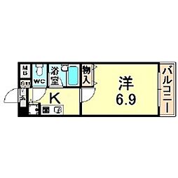 フォワイエ セレスト2 2階1Kの間取り