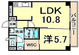 アウローラ武庫之荘 2階1LDKの間取り