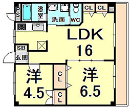 メゾン東野 4階2LDKの間取り