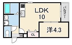 RICH LEAF 2 1階1LDKの間取り