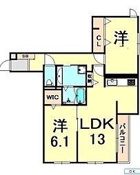 アークコート 1階2LDKの間取り