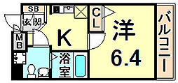 NEW尼崎 4階1Kの間取り
