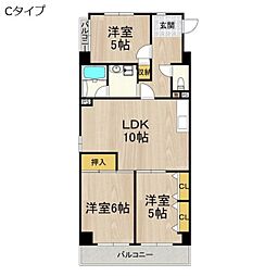 パークモダン伊丹 5階3LDKの間取り