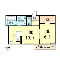 D-room塚口町 3階1LDKの間取り