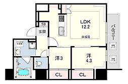 アーバネックス塚口 4階2LDKの間取り