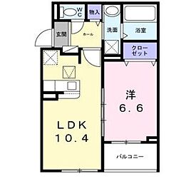 サンロイヤルI 1LDKの間取図画像