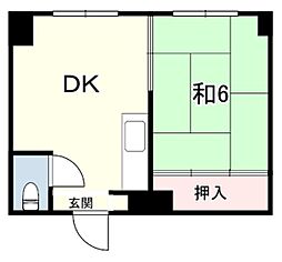オーラ・コート杭瀬 1DKの間取図画像