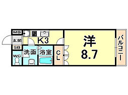 メゾンピノ 1Kの間取図画像