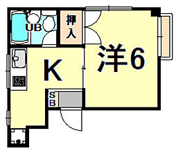 エンプレス南塚口 1DKの間取図画像