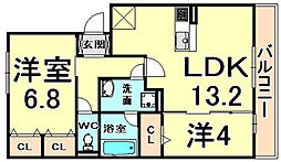 メドゥセルド 2LDKの間取図画像