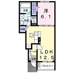 個邸昆陽 1LDKの間取図画像