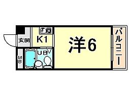 プリエール名神尼崎 ワンルームの間取図画像