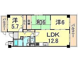 ブランシェ寺本 3LDKの間取図画像