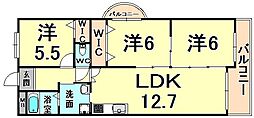 福々邸弐番館 3LDKの間取図画像
