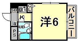 猪名寺パークマンション・1 ワンルームの間取図画像
