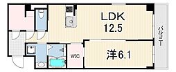 レアグランツ東難波I 1LDKの間取図画像