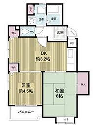 エスポワール武庫之荘2 2DKの間取図画像