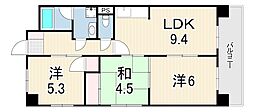 グランドハイツ栄伸 3DKの間取図画像