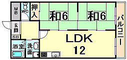 サンライズ南武庫之荘 2LDKの間取図画像