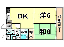 エスパシオ塚口 2DKの間取図画像