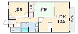 ラフォーレ武庫之荘 2LDKの間取図画像