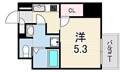 フォーリアライズ昭和南通1 1Kの間取図画像