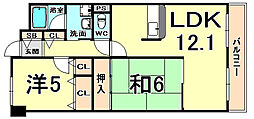 コゥジィーコート園田 2LDKの間取図画像