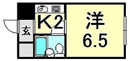 プリエールJR尼崎駅前 ワンルームの間取図画像