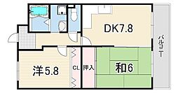 ガゼル藤沢 2DKの間取図画像