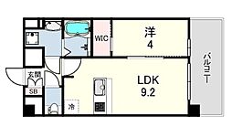 プレサンス尼崎アルモナ 1LDKの間取図画像