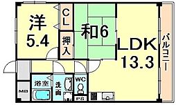 エスポワール南清水 2LDKの間取図画像